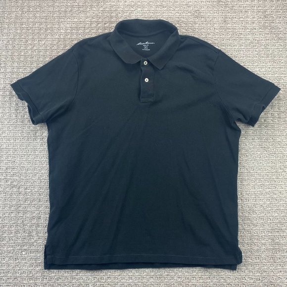 Eddie Bauer Polo Shirt Men Extra Large XL Black Casual Golf Outdoors 100% Cotton - Picture 1 of 6